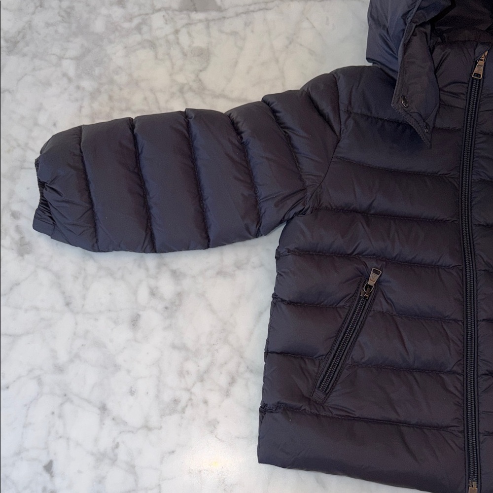 Moncler Dark Blue Hooded Puffer Jacket 2Y - Picture 2 of 12
